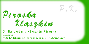 piroska klaszkin business card